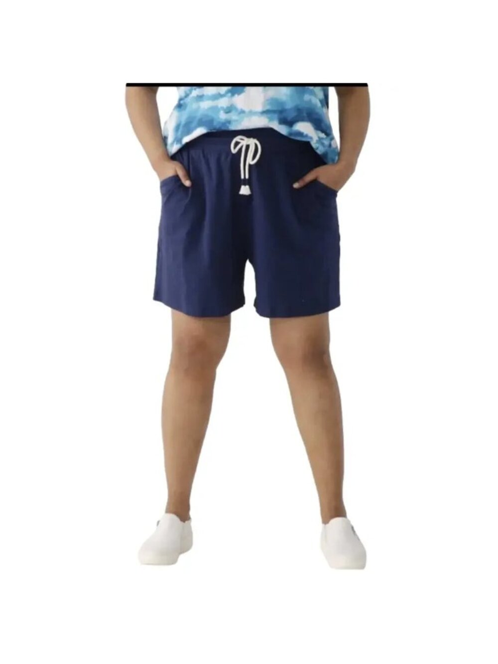 NEW Cuddl Duds Navy Cotton Pull-On Casual Shorts - XS